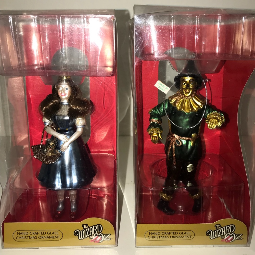 Dorothy and Scarecrow Christmas ornaments